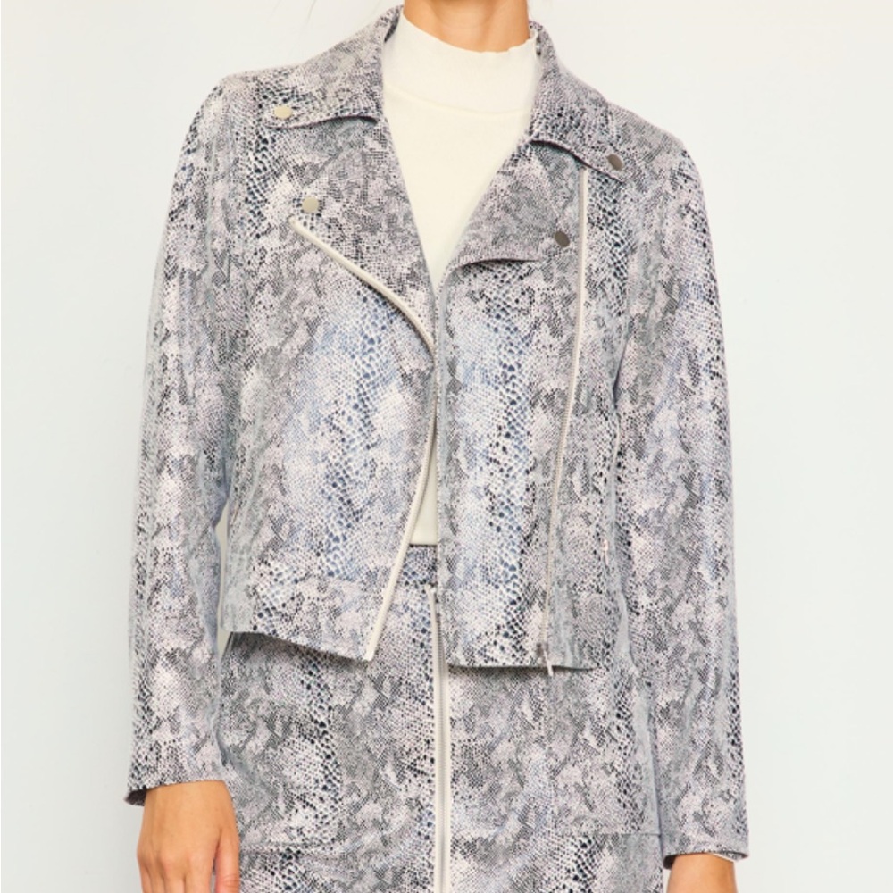 New with tags! Snakeskin moto jacket. Sizes XS-M